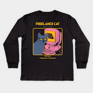 Freelancer cat Kids Long Sleeve T-Shirt